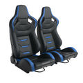 2PCS Universal PVC Leather Racing Seats with Dual Lock Sliders E471