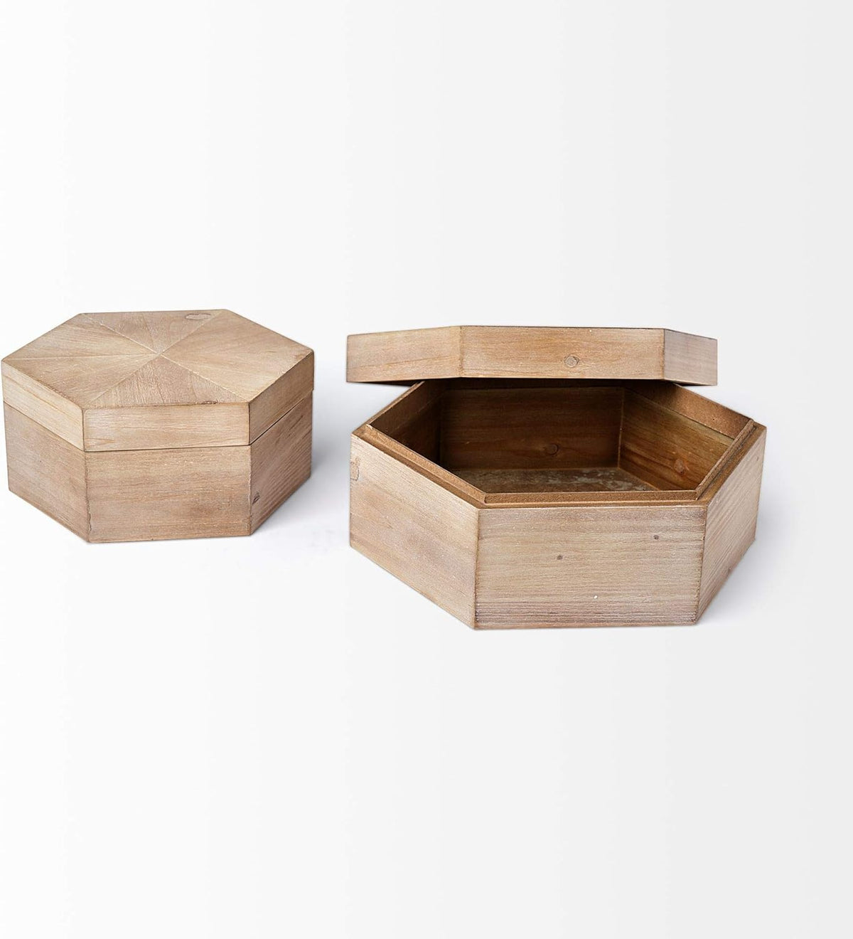 Set of 2 Light Brown Decorative Boxes F5997
