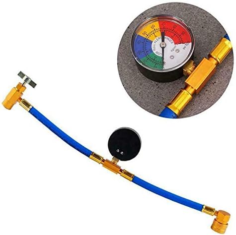 R134A AC Refrigerant Charge Hose Kit with 100PSI Pressure Gauge M501