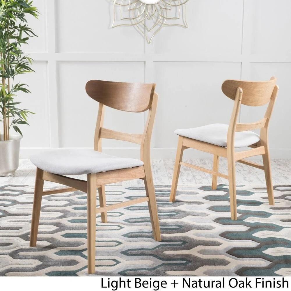 Fabric Dining Chair (Set of 2) Dark Beige Oak Finish E2071
