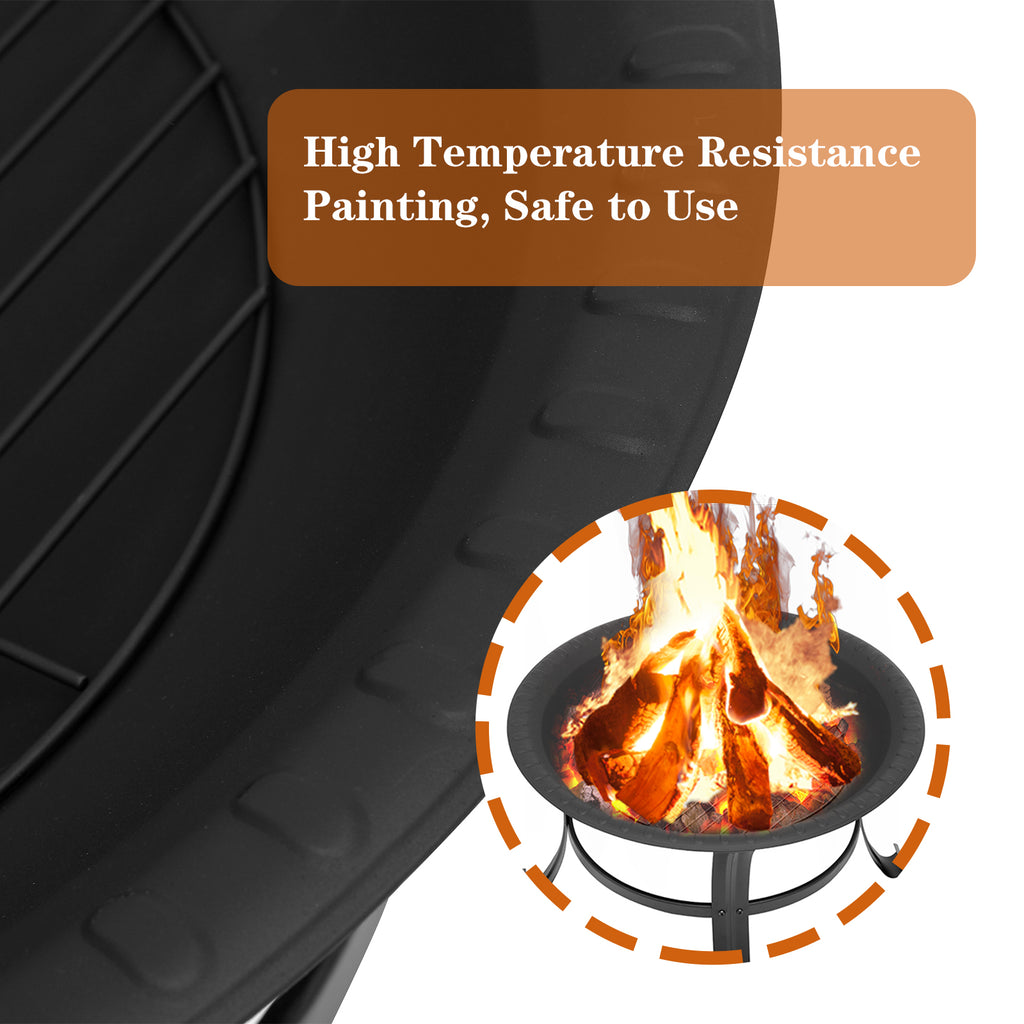 26" Wood Burning Steel Fire Pit with Spark Screen Q85226