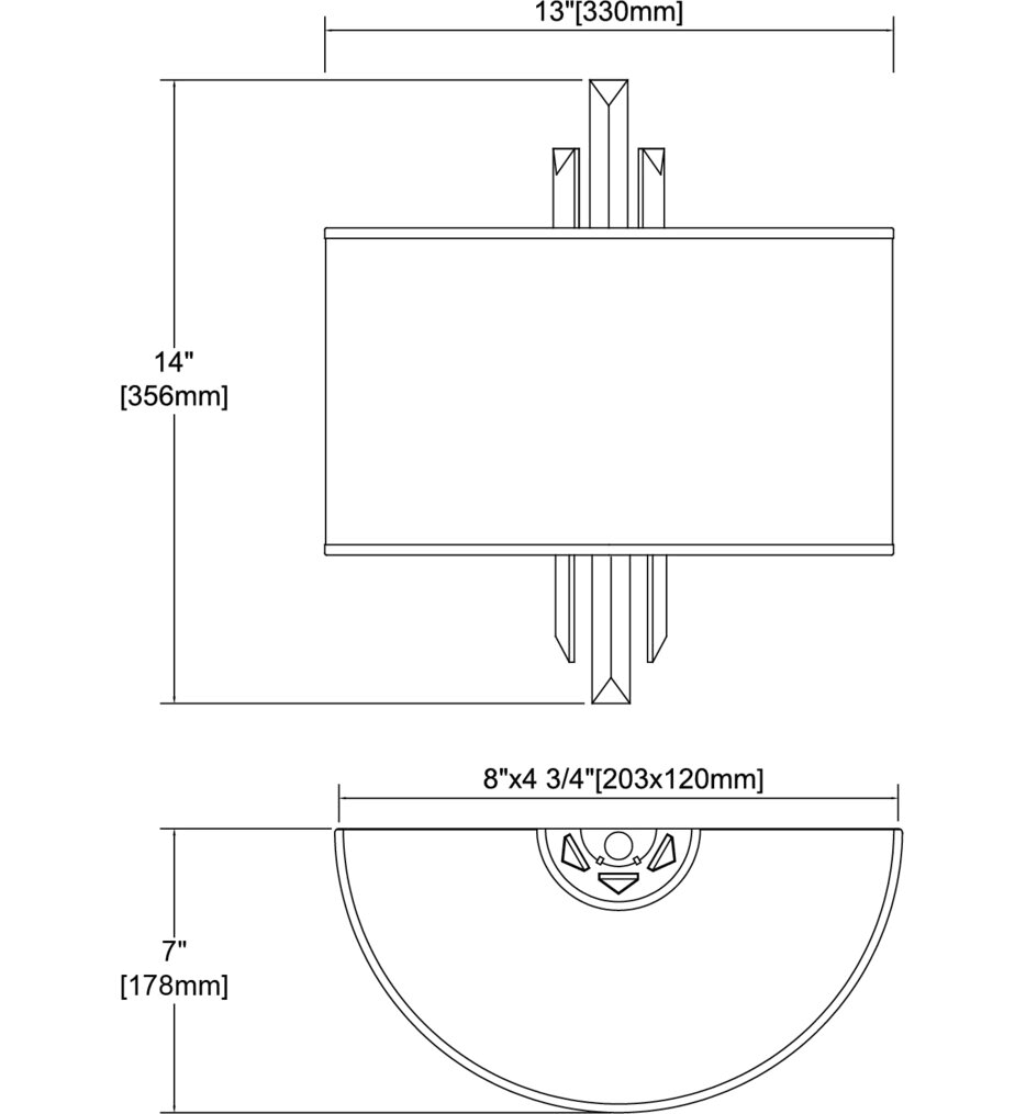 2-Light Sconce in Satin Nickel with Graphite Fabric H390