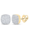 10kt Yellow Gold Mens Diamond Square Earrings 1/8 Cttw N969
