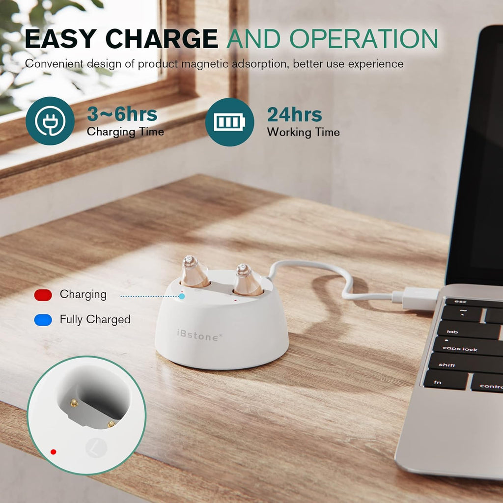 Beige Rechargeable Mini Completely-in-Canal Hearing Aid, Pair O151585