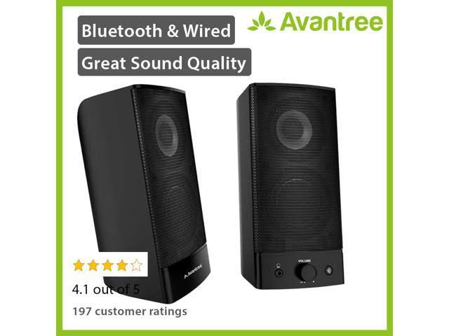 10W Bluetooth Computer Speakers, Wireless & Wired Stereo, AC Powered O632