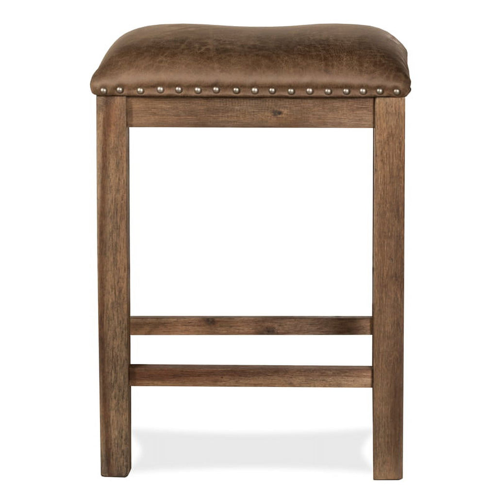26" Wood/Faux Leather Counter Stool in Brown (Set of 2) K604522