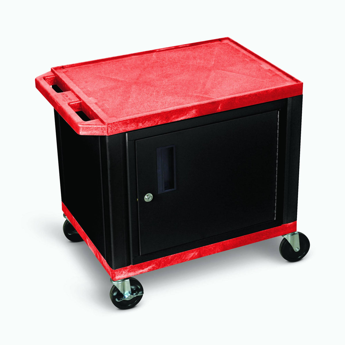 2-Shelf AV Cart with Cabinet, Black Y19410