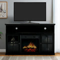 Black Fireplace TV Stand with Insert Fireplace and Adjustable Shelves F58129