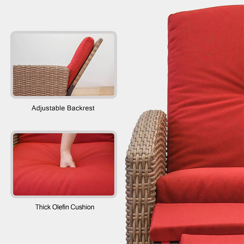 Red Wicker Reclining Patio Chair T31874