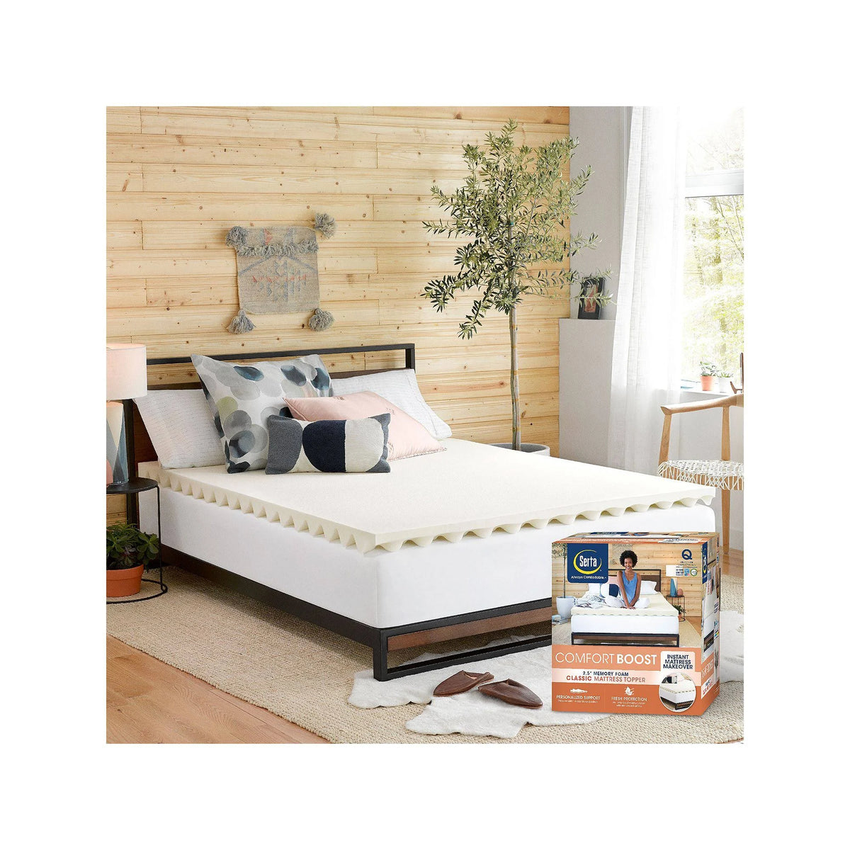 2.5-inch Memory Foam Mattress Topper, White, Queen G6098