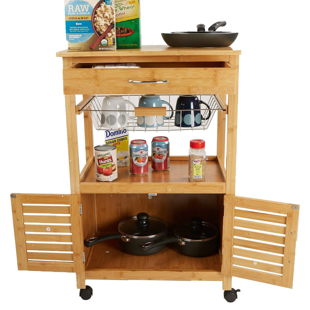 Bamboo Brown 3 Tier Kitchen Cart D4803