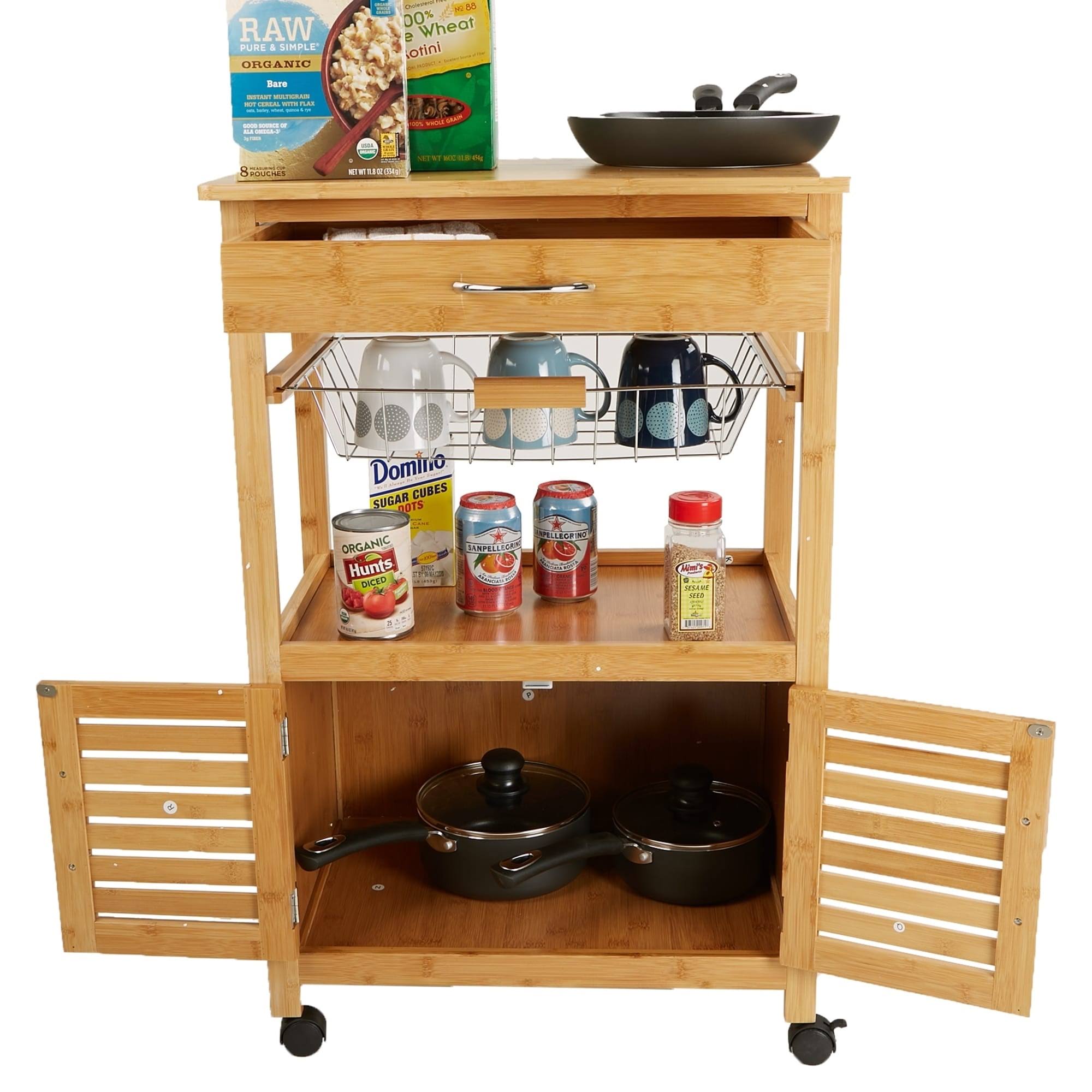 Bamboo Brown 3 Tier Kitchen Cart D4803