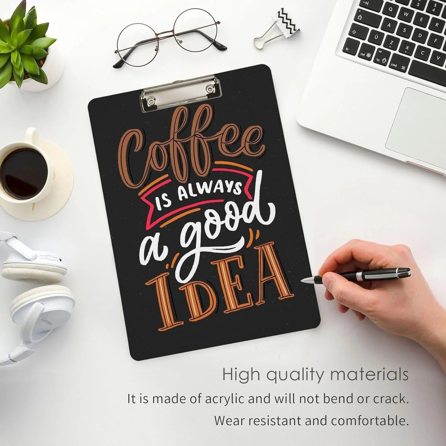 Acrylic Clipboard with Gold Clip, A4 Letter Size, 12.5 x 9 Inches S832373