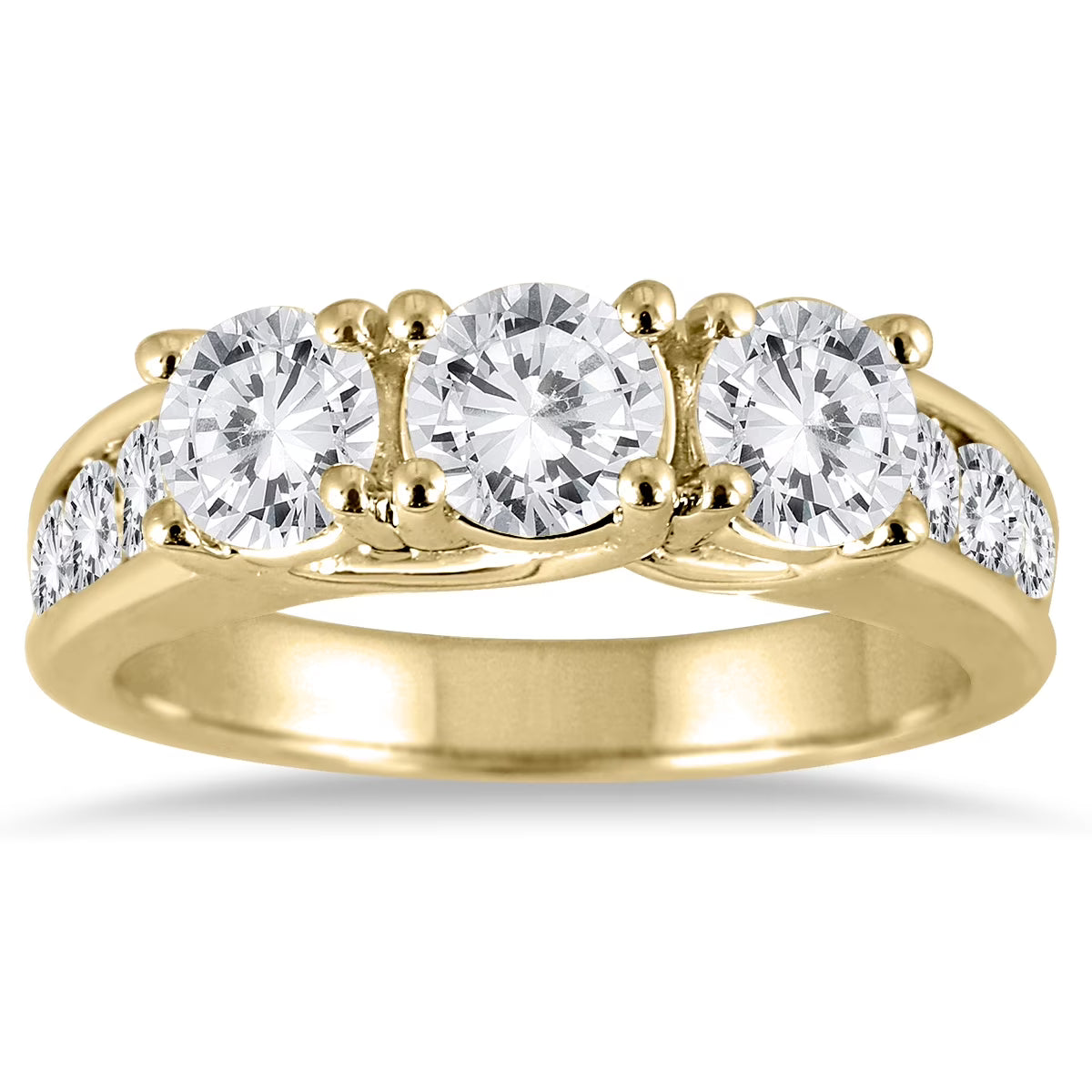 14K Yellow Gold Diamond Three Stone Ring E2790