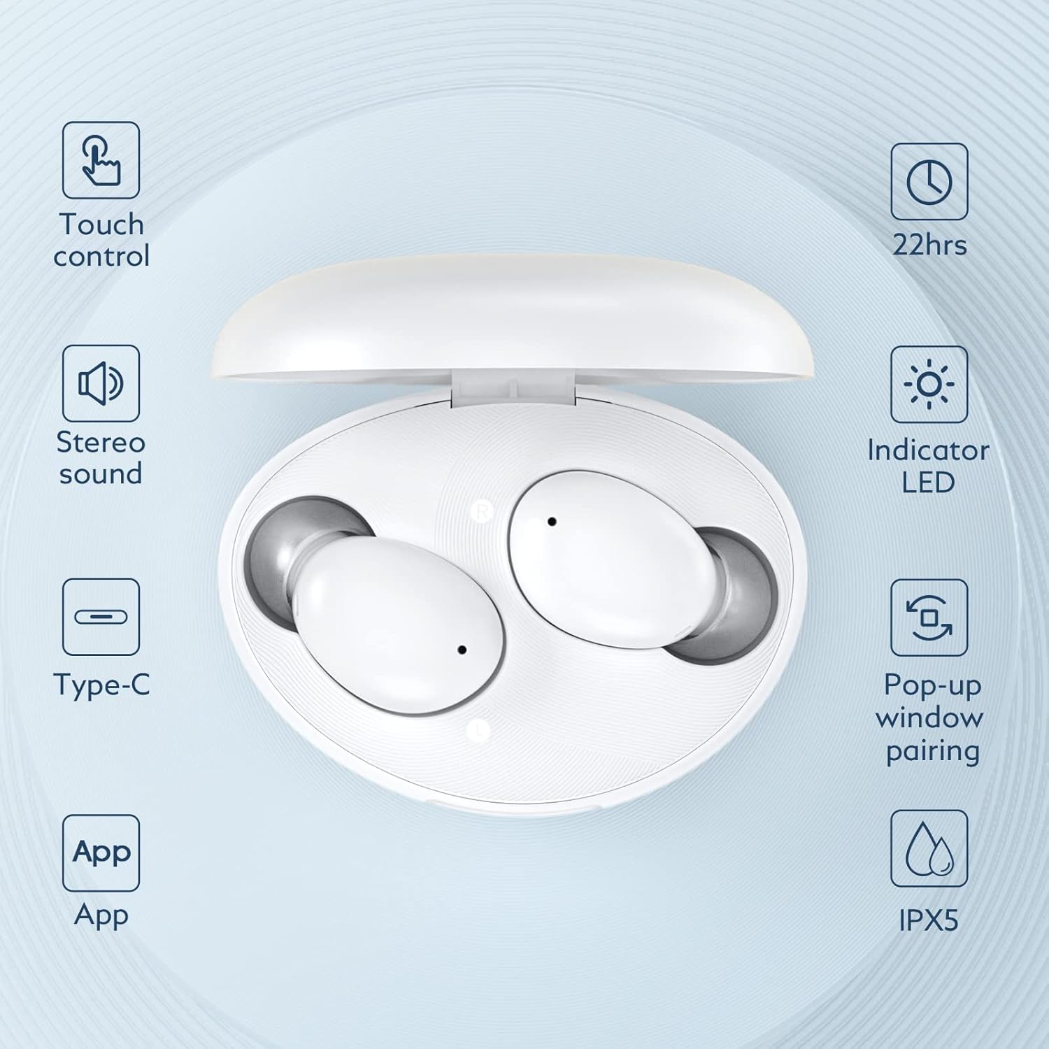Wireless Earbuds Bluetooth 5.2 in-Ear Headphones with Built-in 4 mics IPX5 Pack of 2 G701