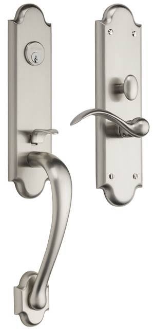 Satin Brass and Black Single Cylinder Mortise Handleset C647980