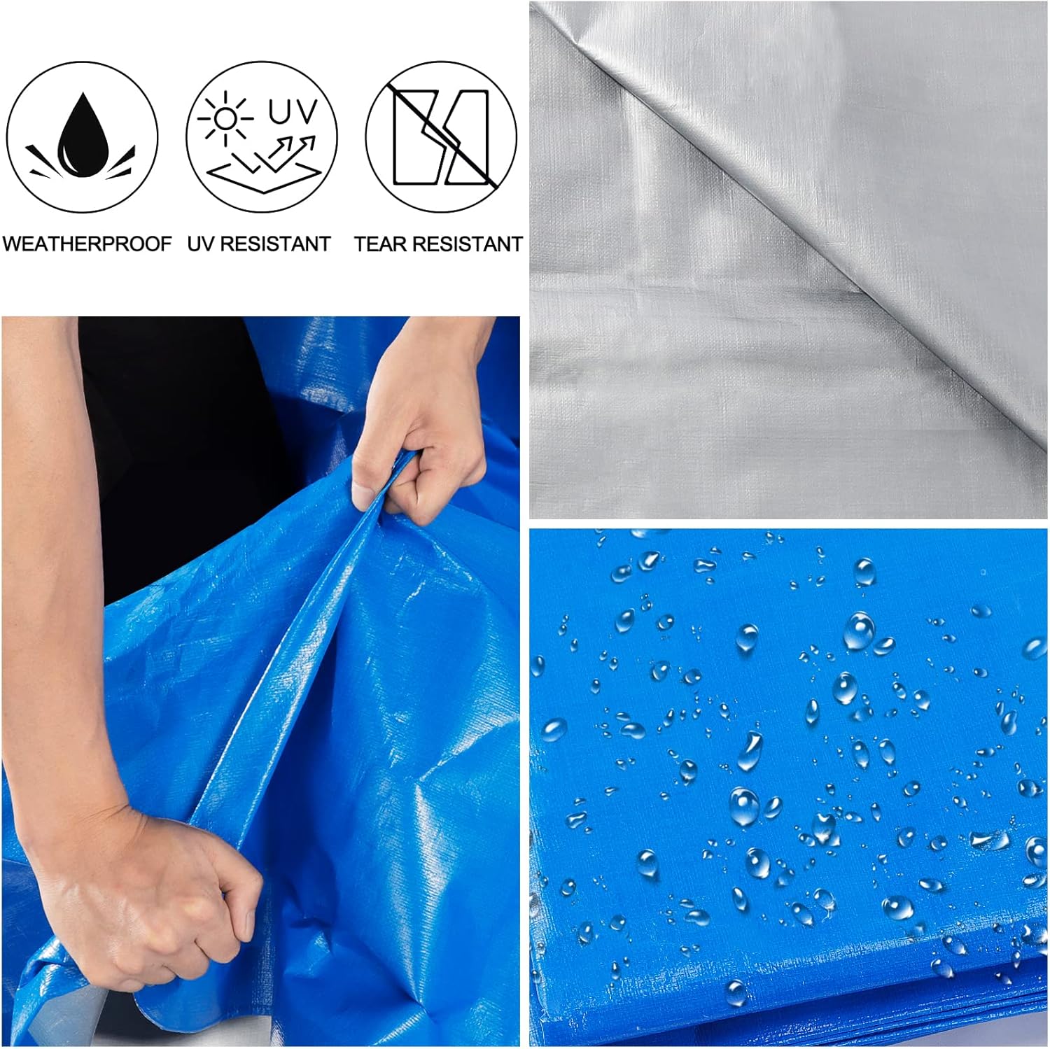 Blue Heavy Duty Waterproof 25x25 Tarpaulin with Metal Grommets D255787