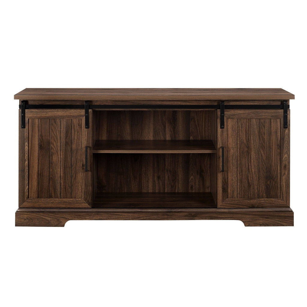 Dark Walnut Sliding Grooved Door TV Console L1180
