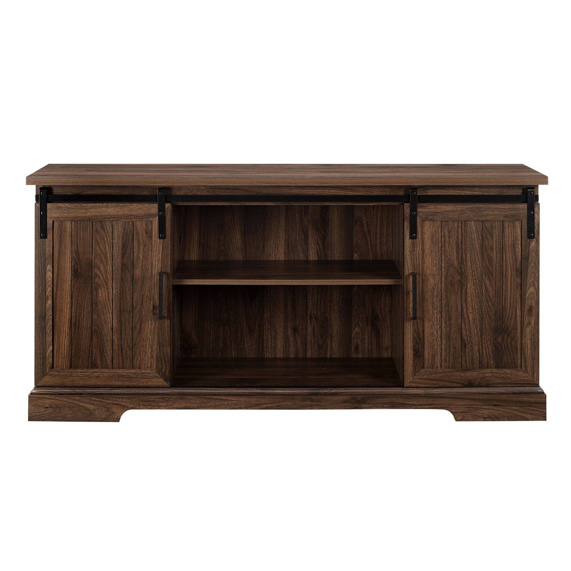 Dark Walnut Sliding Grooved Door TV Console L1180