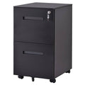 Black Metal 2-Drawer Mobile Vertical Filing Cabinet W371