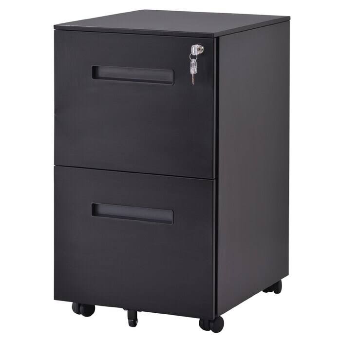 Black Metal 2-Drawer Mobile Vertical Filing Cabinet W371