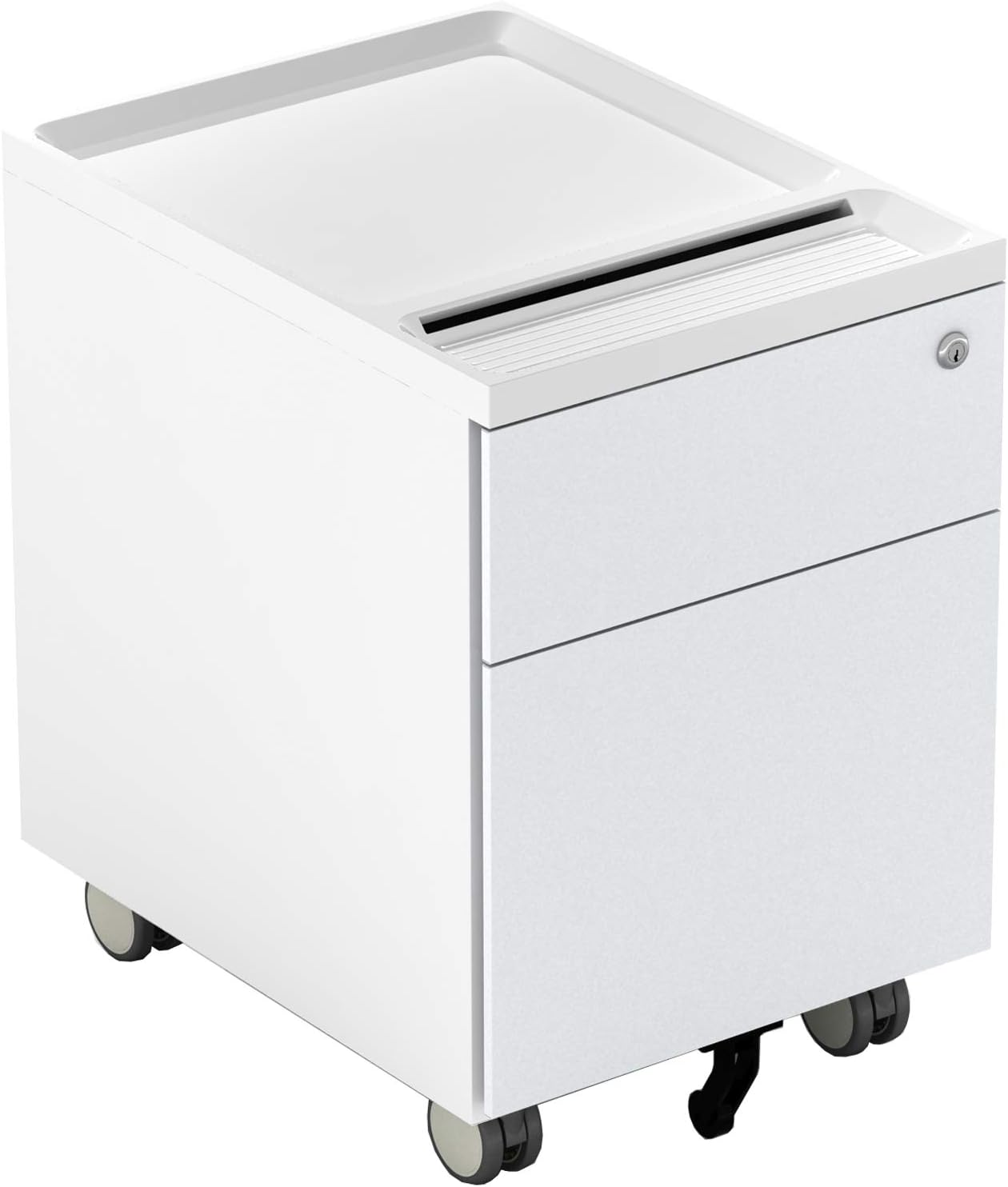 2 Drawer Metal Vertical File Cabinet with Lock and Casters O946786