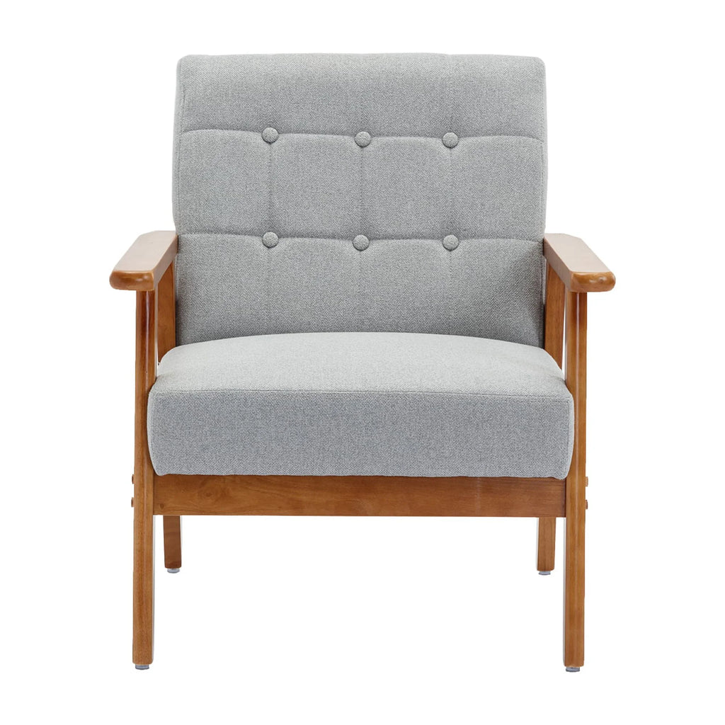 Accent Chairs Set of 2 with Side Table, Wood and Fabric Armchairs Y415360