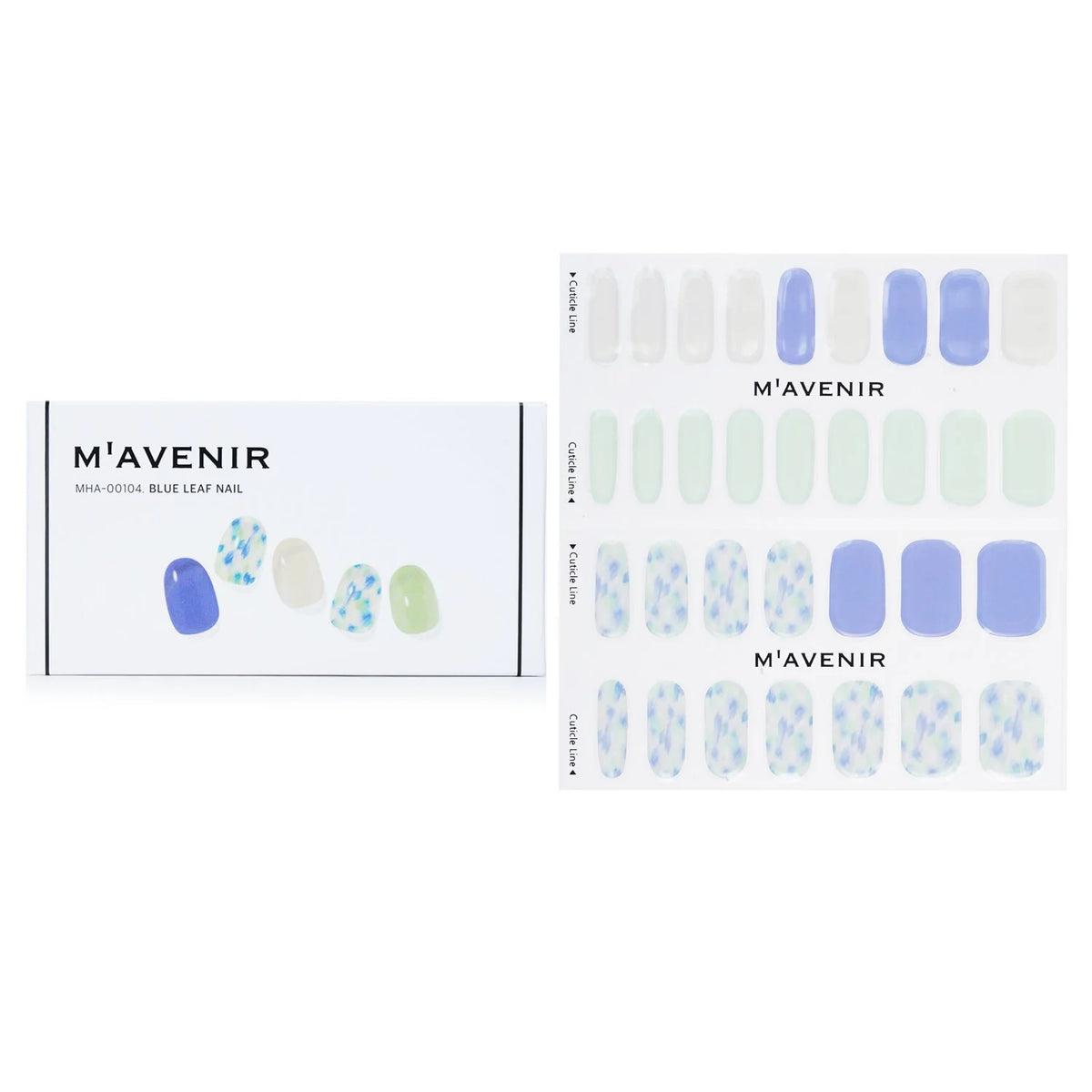 Blue Leaf Nail Sticker 32pcs Z709