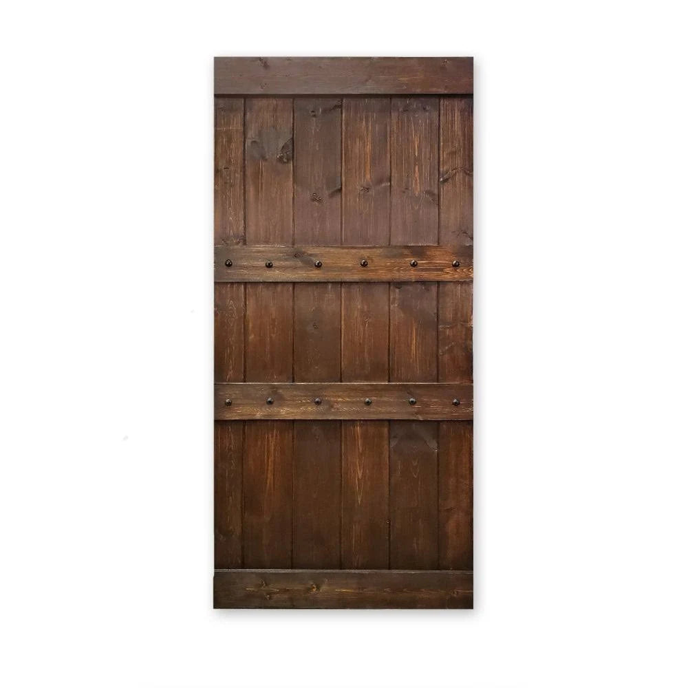 Walnut Stained 3 Panel Solid Wood Barn Door L18369