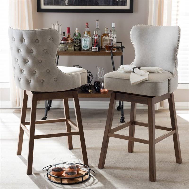 Swivel Barstool in Light Beige (Set of 2) A437722
