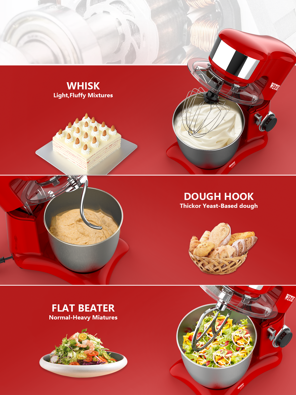 Red 4.8 Quarts 10 Speed Stand Mixer I86910