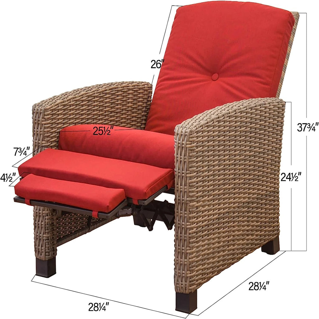 Red Wicker Reclining Patio Chair T31874