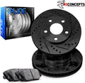 Front Black Drilled and Slotted Brake Rotors with Semi-Metallic Brake Pads R7017