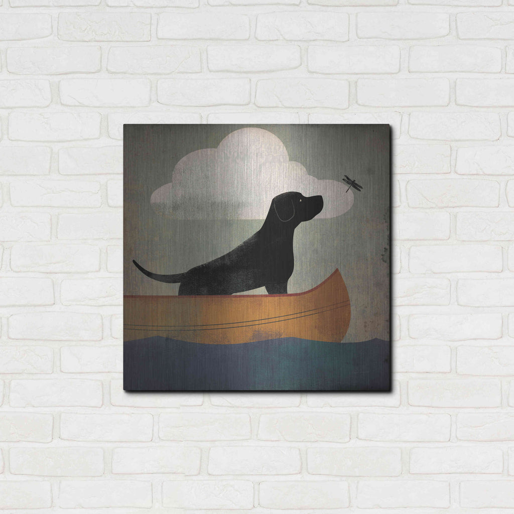 Black Dog Canoe Ride Metal Wall Art, 24"x24" F462