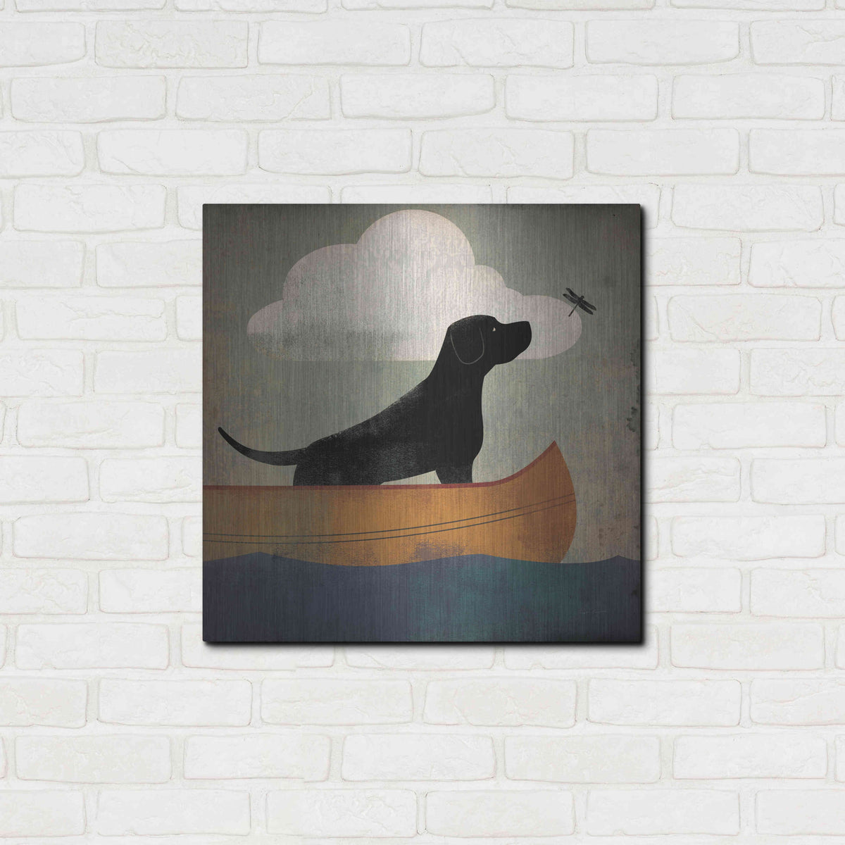 Black Dog Canoe Ride Metal Wall Art, 24"x24" F462