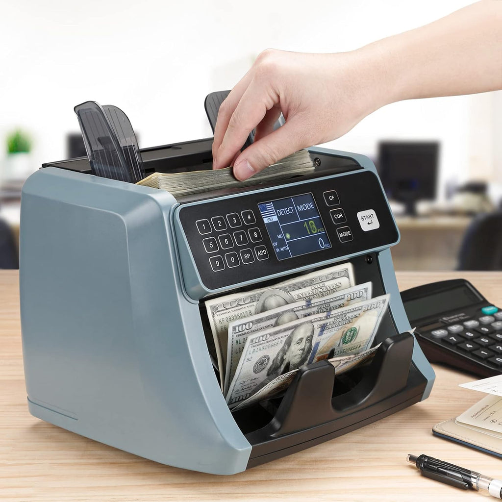 Money Counter Machine with UV/IR/MG/DD Detection, 1200 Bills/Min Speed K274