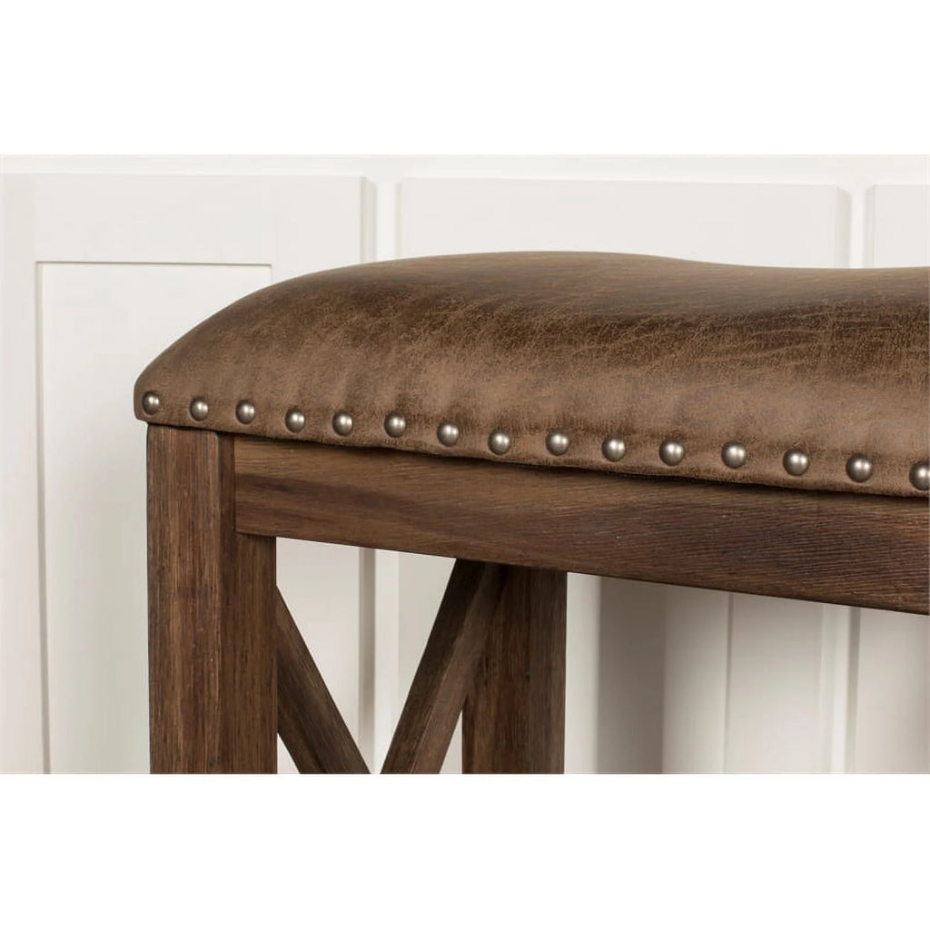 26" Wood/Faux Leather Counter Stool in Brown (Set of 2) K604522