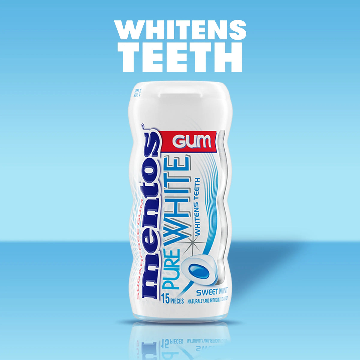 Mentos Pure White Gum Sweet Mint 15 Piece Bottle X810