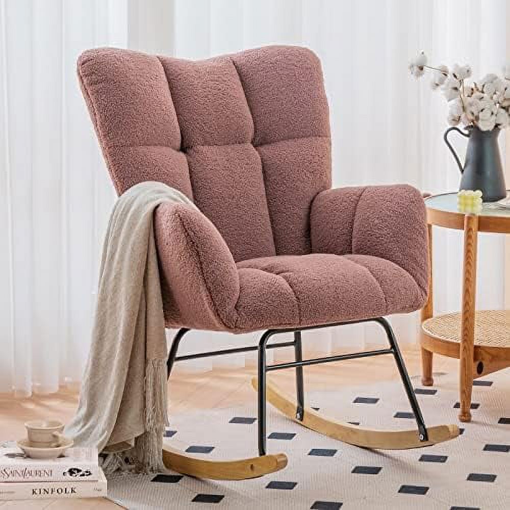 Grey Velvet Upholstered Glider Rocker I535549