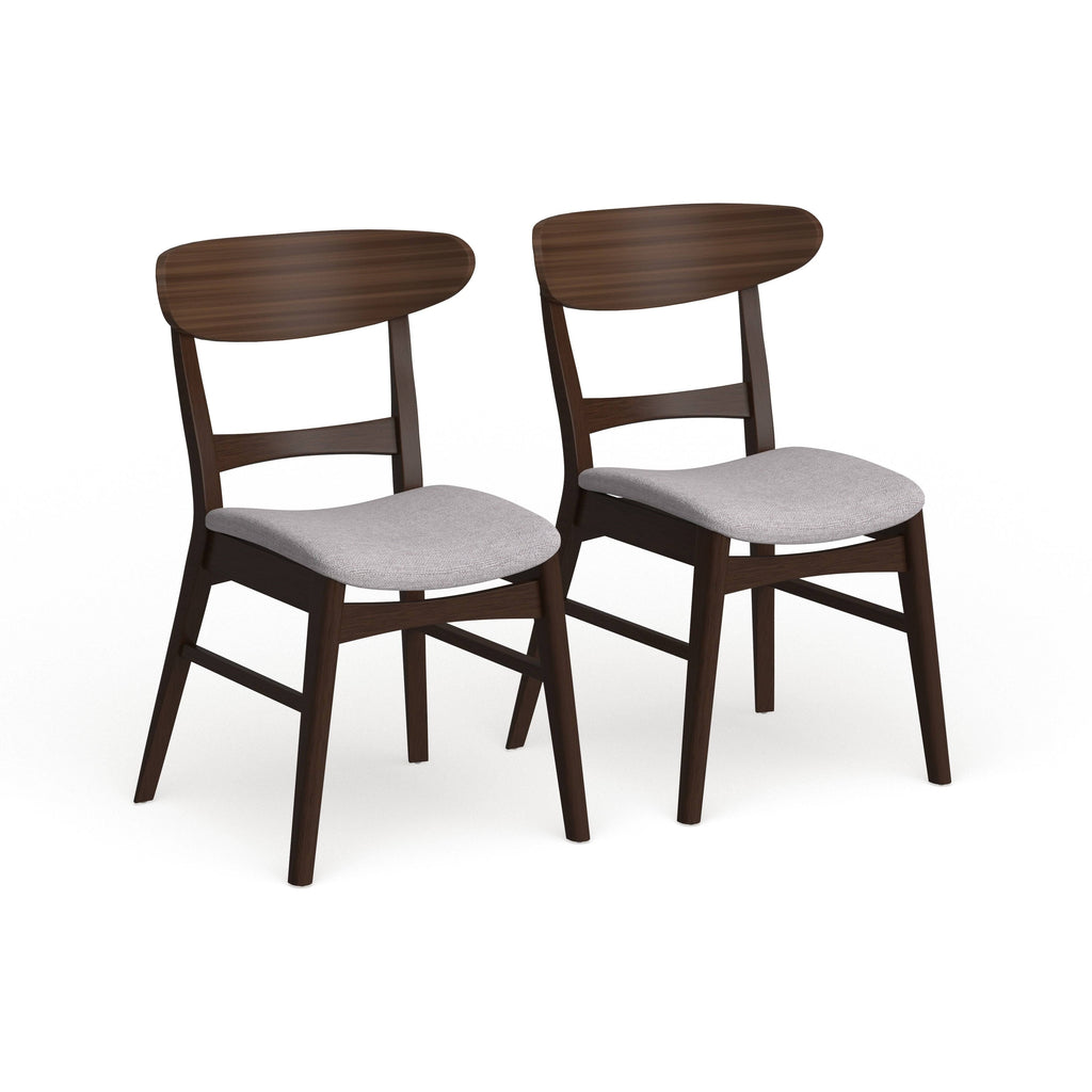 Fabric Dining Chair (Set of 2) Dark Beige Oak Finish E2071
