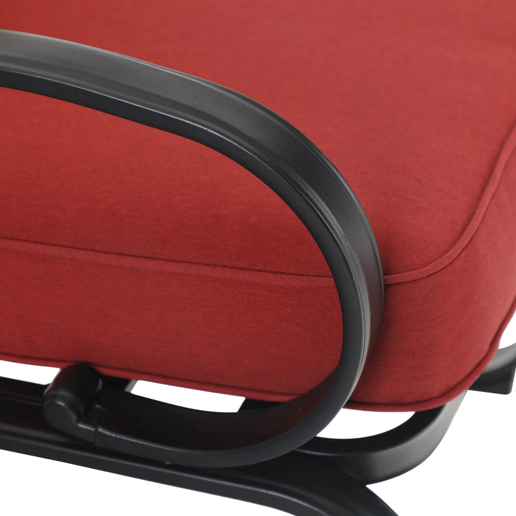Set of 2 Outdoor Dining Chairs with Cushions, Black&Red G281