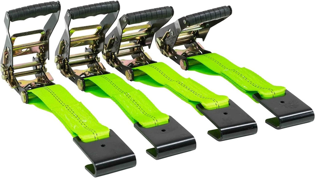 8 Pack 2 x 8' Car Tie Down Ratchet Strap with Flat Hook Green Tire Straps N1167