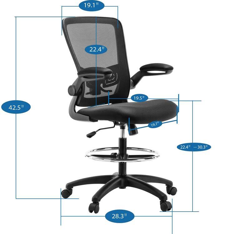 White/Black Mesh Drafting Chair V235741