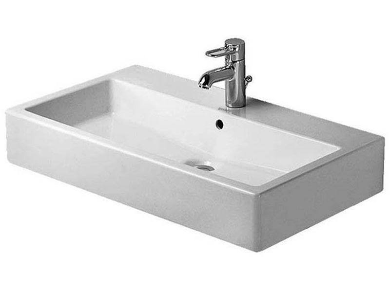 White Bathroom Sink with Overflow L406