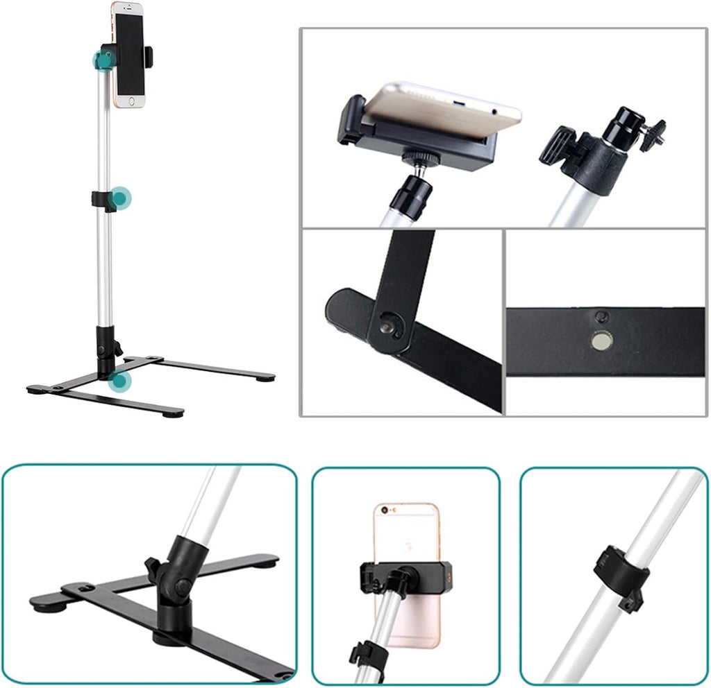 Pack of 2 Adjustable Overhead Phone Tripod Stand with Cellphone Holder U386