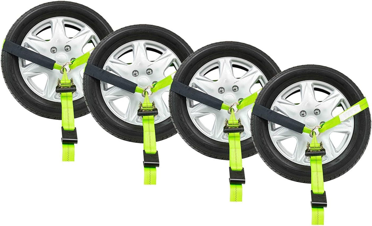 8 Pack 2 x 8' Car Tie Down Ratchet Strap with Flat Hook Green Tire Straps N1167
