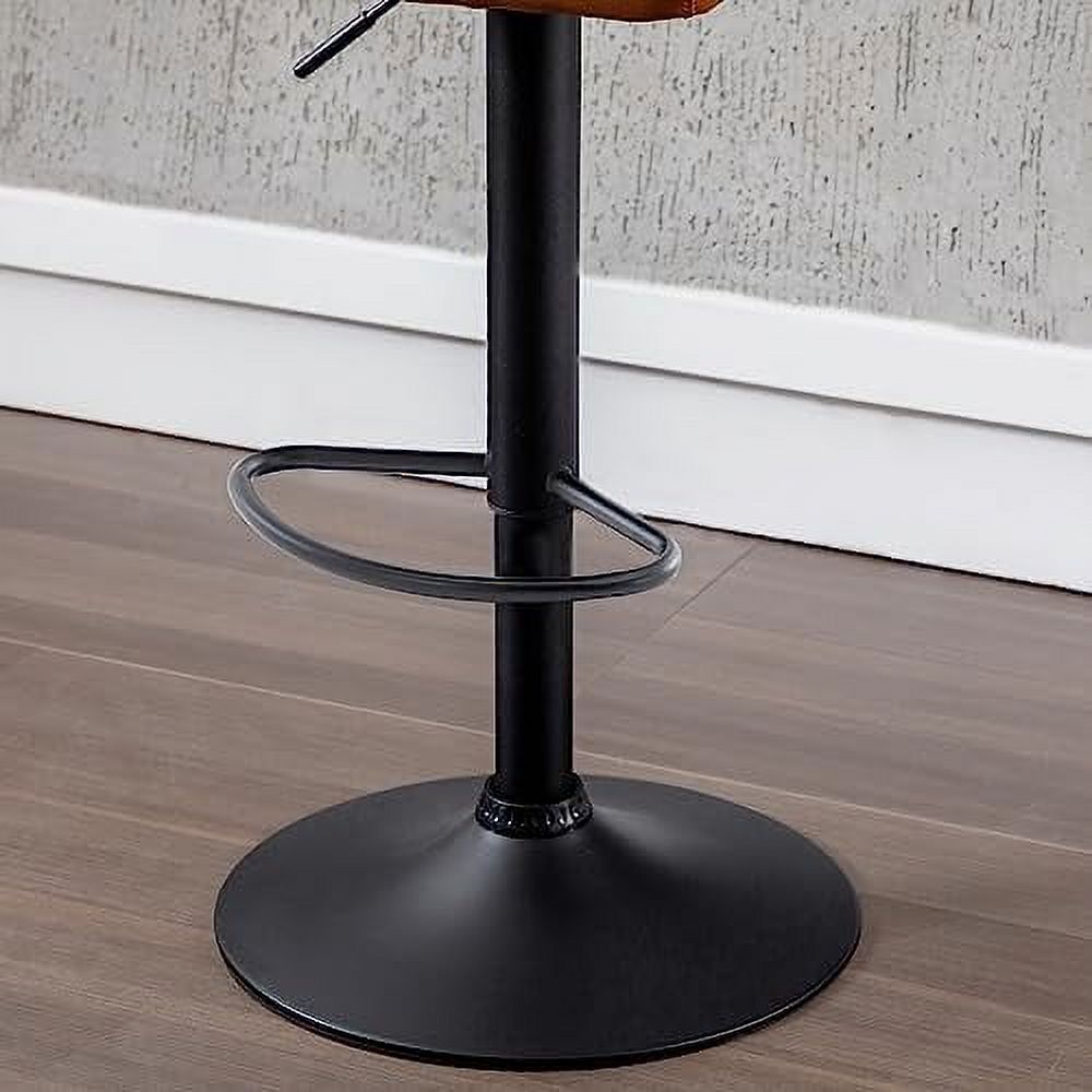 Set of 4 Adjustable Swivel Counter Height Stools with Button Tufted Back Faux Leather Upholstered Island Chairs with Footrest Brown G57013