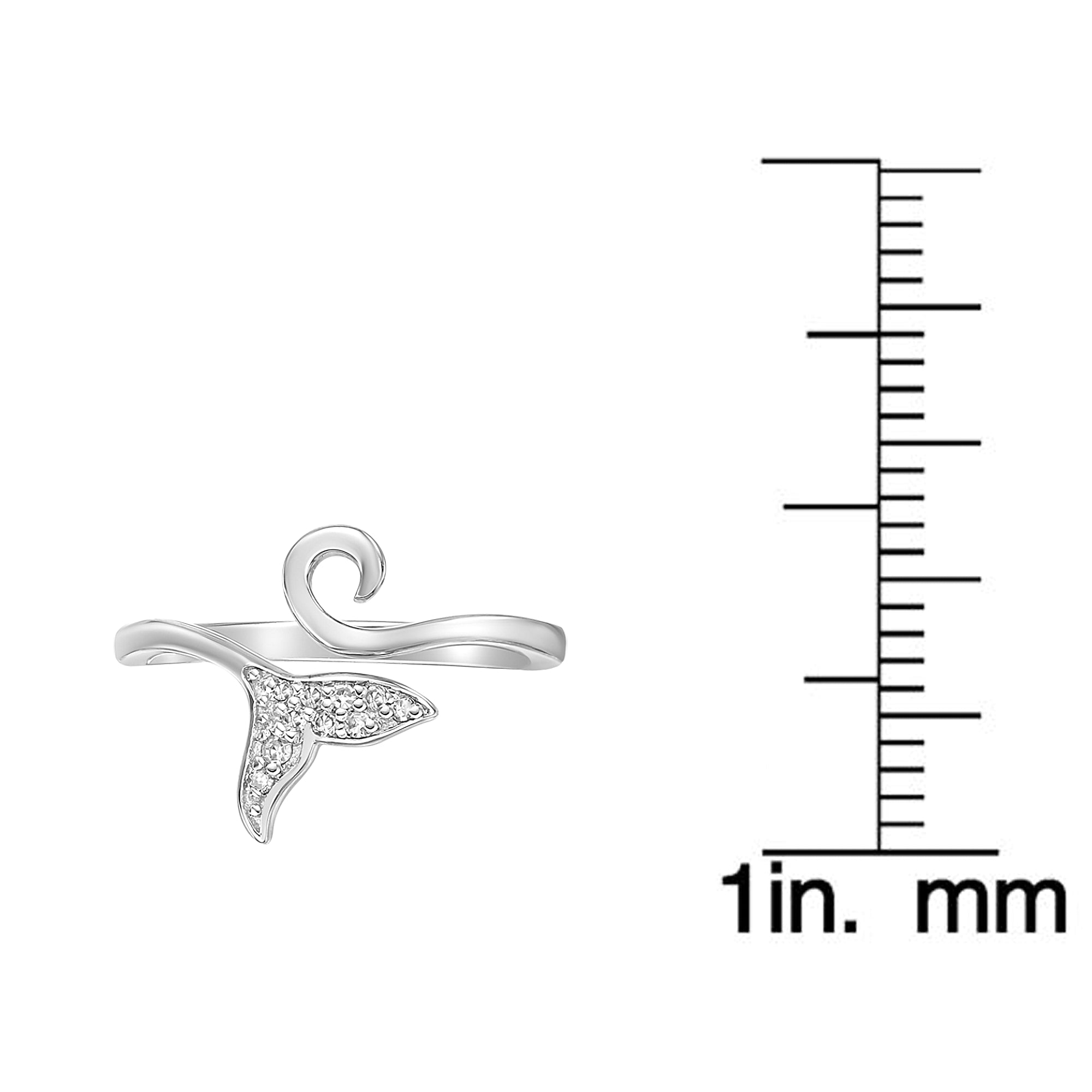 0.04 Carat Natural Diamond Dolphin Tail Open Toe Ring in 925 Sterling Silver V9840