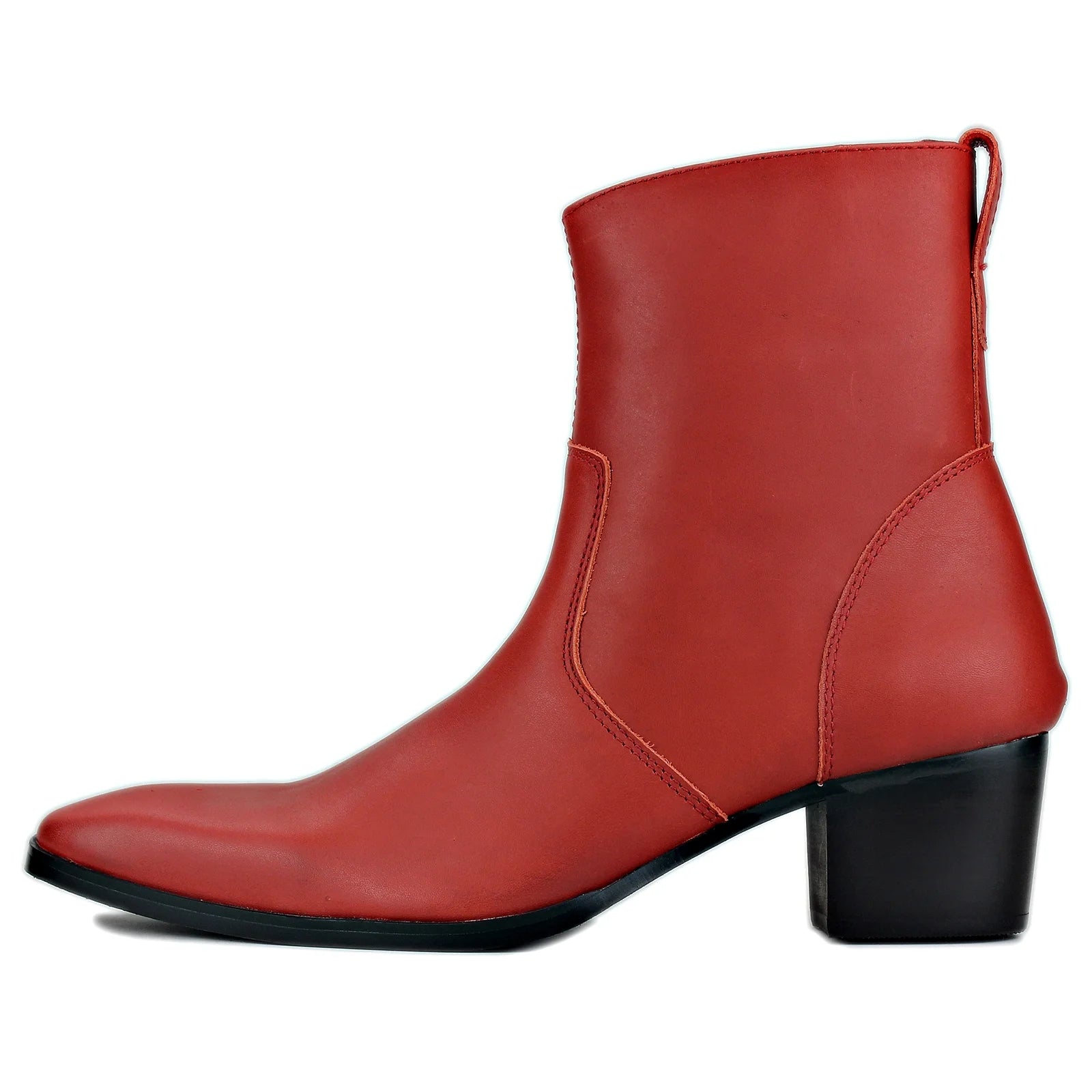 Red Leather Chelsea Boots G263