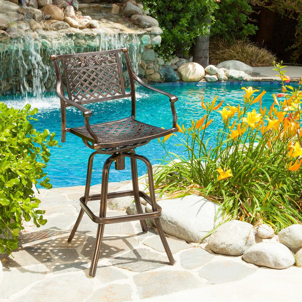 Copper Cast Aluminum Barstool with Cushion K7930